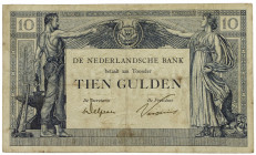 Netherlands - 10 Gulden 1921 Arbeid en Welvaart II (Mev. 38-1b / AV 27.1b.1.2) - serie CF - 27 okt 1921 - papier nagelijmd - F/ZF