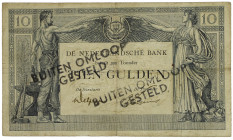 Netherlands - 10 Gulden 1921 Arbeid en Welvaart II (Mev. 38-1b / AV 27.1b.2 / PL PL34.c1.b) - Buiten Omloop gestempeld - F/ZF