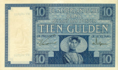 Netherlands - 10 Gulden 1924 Zeeuws Meisje (Mev. 39-2b / AV 28.1c) - 21 februari 1929 - serie RT 085853 - 1 mm. scheurtje in bovenrand - PR+ / net exe...