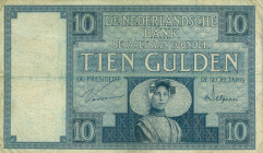 Netherlands - 10 Gulden 1924 Zeeuws Meisje (Mev. 39-3a / AV 28.1d) - laag serienummer: # VZ 000005 - FR