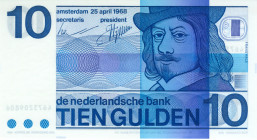 Netherlands - 10 Gulden 1968 Frans Hals (Mev. 49-1a / AV 37.1c.1+2) watermerksnijder 'Françoys' gedrukt op vlashoudend en vlasloos papier - Totaal 2 s...