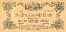 Netherlands - 25 Gulden type 1860 model Reliëfrand (Mev. 71-10 / AV 45.10b) - 3 februari 1916 - handtekening Delprat Vissering # AT 069113 - gestreken...