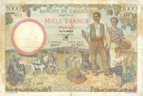 Algeria - 1000 Francs 3.8.191942 French colonial family (P. 86) - light brown stains - wmk. woman's head - F/VF
