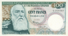 Belgian Congo - 100 Francs 1.8.1956 King Leopold II (P. 33) - XF