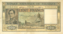 Belgium - 100 Francs 06.05.1950 King Leopold I (P. 126) - VF + 500 Francs 22.3.1947 King Leopold II (P. 127b) - tape repair/tear upper margin - F - To...