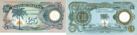 Biafra - 5 Pounds ND + 10 Pounds ND (1968-69) Palm tree (P. 6a + P. 7a) - issued notes - UNC / Total 2 pcs.