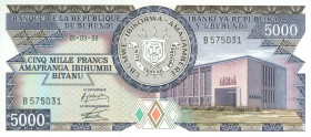 Burundi - 5000 Francs 1.09.1986 Building / Ship dockside (P. 32b) - UNC
