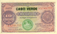 Cape Verde - 10 Centavos ND (1921- old date 5.11.1914) Steam ship seal type III (P. 12) - a.UNC