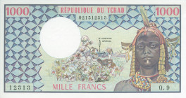 Chad - 1000 Francs ND (1974-1978) Woman / Mask (P. 3b) - a.UNC/UNC