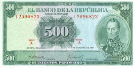 Colombia - 500 Pesos Oro 12.10.1971 Bolivar at right (P. 411b) - UNC