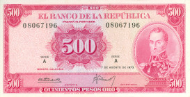 Colombia - 500 Pesos Oro 7.8.1973 Bolivar at right (P. 416a) - a.UNC