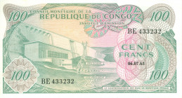 Congo - Democratic Republic - 100 Francs 06.07.1963 Dam at left (P. 1a) - pressed - VF+