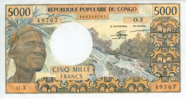 Congo - Republic - 5000 Francs ND (1978) Man at left / Buildings (P. 4c) - a.UNC