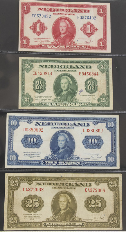 Nederland - Leuke verzameling bankbiljetten NL 1-1000 Gulden in 2 albums wo. Zil...
