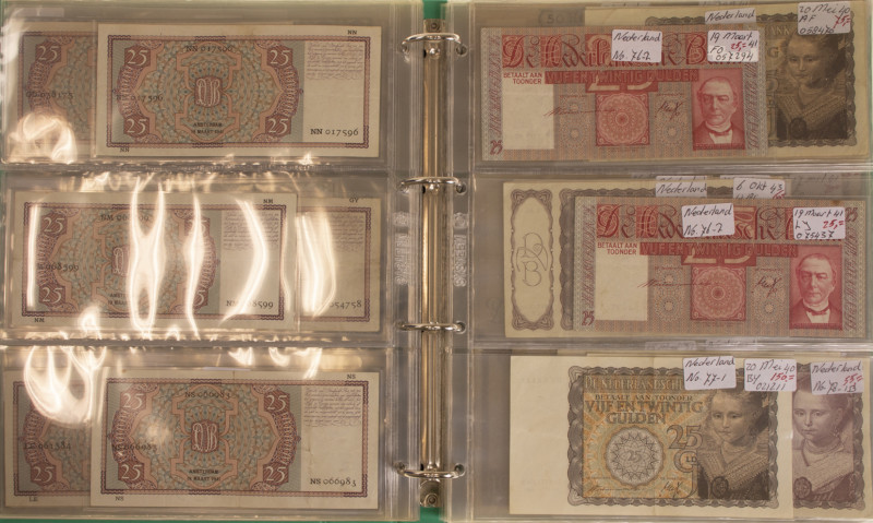 Nederland - Album bankbiljetten NL: 10-100 Gulden periode vnl. WO II in aantalle...