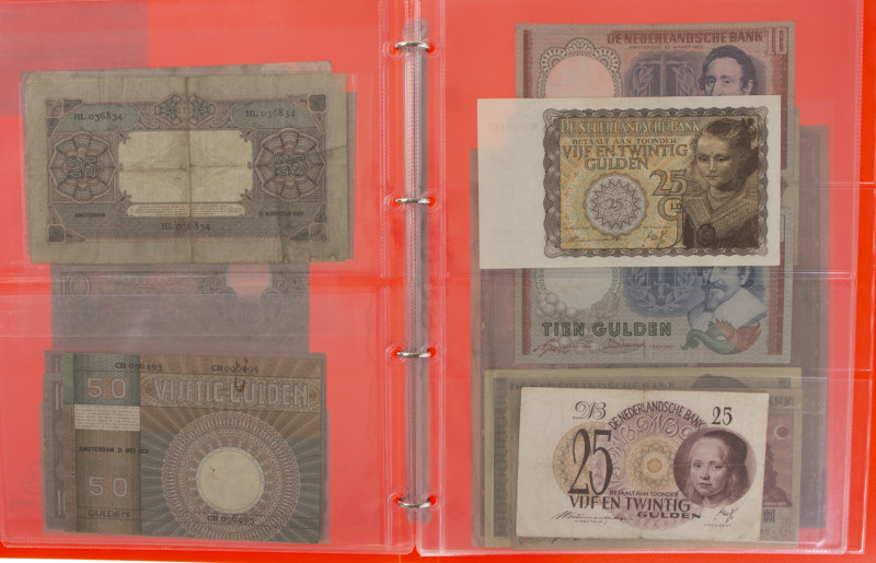 Nederland - Album met kleine collectie biljetten NL wo. 25 Gulden Willem van Ora...