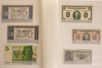 Nederland - Stockboek bankbiljetten NL 1-100 Gulden wo. 20 Gulden Emma, 25 Gulden Prinsesje geel en roodbruin + iets Overzee en Duits Notgeld