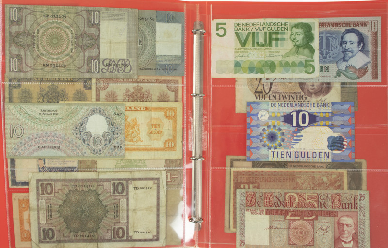 Nederland - Map biljetten NL 1-100 Gulde nwo. 10 Gulden Zeeuws meisje, 25 Gulden...