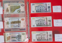 Map met kleine collectie bankbiljetten Suriname 1982-2012 wo. 100 Dollars 2004 (P. 161) - Totaal 19 stuks