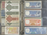 Album bankbiljetten Ned. Indië wo. 5 Gulden Javaanse Dansers, Ned. Antillen + Suriname