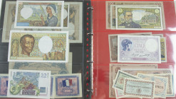 Frankrijk - Small collection banknotes France including 500 Francs 1942, 1000 Francs 1921, 1937, 1938, 5000 Francs 1947, etc. + Chambre de Commerce - ...