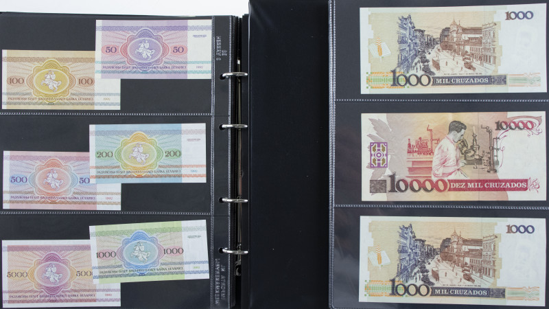 Collection banknotes world in 2 Albums letter B: Bahamas, Bangladesh, Belarus, B...
