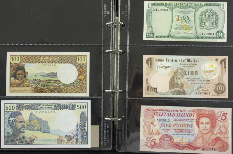 Small collection banknotes world in good condition including East Caribbean, Tah...