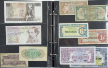 Collection banknotes world in 2 Albums letters K, L+M: Katanga, Kenya, Korea North+South, Kuwait, Laos, Latvia, Lebanon, Lithuania, Luxembourg, Macedo...
