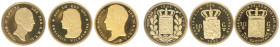 Nederland - Lotje met 3 penningen uit de HNM-collectie 'Herslag van het Waardevolste Goud van Nederland' - goud tot. 10,5 gram .585 - Proof