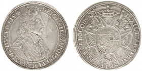 Austria - Olmütz - Karl III (1695-1711) - Taler 1704 (KM362, Dav.1208) - Obv: Draped bust right / Rev: Crown above arms on 8-pointed cross - 28.57 g. ...
