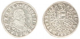 Austria - Empire - Ferdinand II (1590-1637) - 3 Kreuzer 1624, Krain (KM494, Herinek1137) - Obv: Laureate and draped bust right, date blow bust; FERDI ...