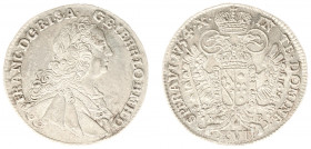 Austria - Empire - Franz I (1745-1765) - 17 Kreuzer 1754-KB (KM2026.1, Her.392) - Obv: Laureate and draped bust right / Rev: Crowned double headed imp...