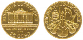 Austria - 2. Republic (1945- ) - 25 Euro 2002 - Wiener Philharmoniker (KM3093, Fr.B7) - Obv: Organ in golden room / Rev: Various instruments - Gold - ...