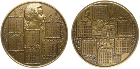 Austria - Medals & Tokens - 1991 - Calendar medal Mozart by P. Rodier (Paris Mint) - Obv. Bust and calendars / Rev. Salzburg view and calendars - yell...