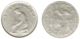 Belgium - Albert I (1909-1934) - Franc nd. (1922-1934) (KM89, Eeckh.95) with MISSTRIKE 'Split Planchet'; the obverse was lost, but a ghost image of th...