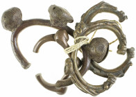 Africa - Africa, Congo, group of four old copper anklets or manillas, different sizes and motifs. VF