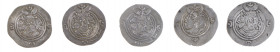 Arabian Empires - Smal lot (5) with Sassanian AR Drachms of Khusru II (AD590-628) - full description in lot