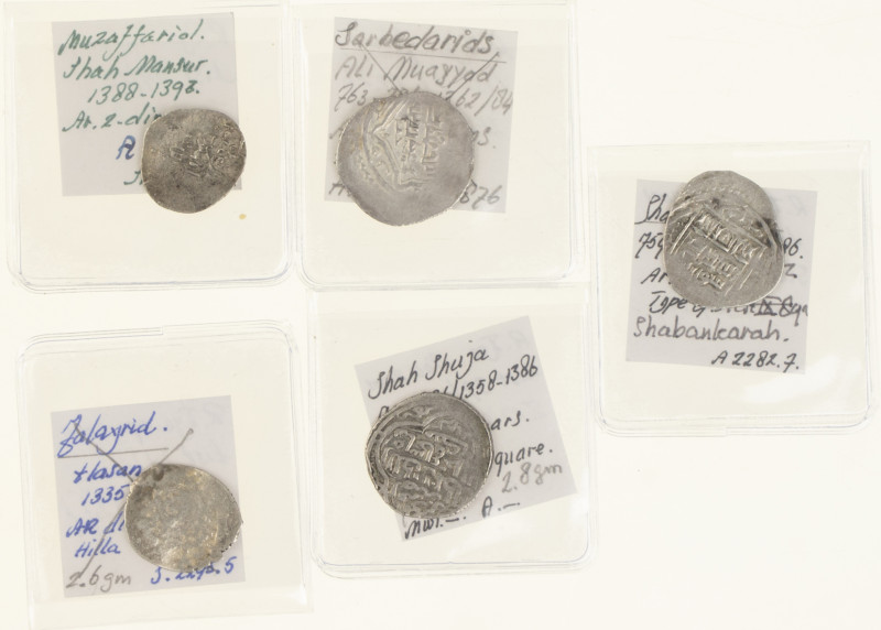 Arabian Empires - Lot with 5x AR 2 Dinars Muzaffarid: AH77x, type G, Lar mint (A...