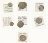 Arabian Empires - Lot with 7 Timurid coins: AR Tanka date off (A.2386), AR 2 Dinars AH79x c/m “Allah Hasbi” on obverse (A.2382/2383A); AR Dirham AH785...