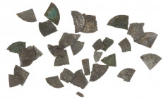 Arabian Empires - Spain/Portugal, small hoard of cut silver (28 pieces) made out of Spanish (Ferdinand & Isabella, e.o.) and Portuguese coins, found w...
