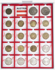 Austria - Lindner cassette with collection coins Austria with 20 & 25 Schillings, added 2 Austrian medals