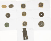 China - Lot with 9 pieces various Chinese Charms, some nice types, all fully described with various catalogue references and Zeno numbers, added 2x Ja...