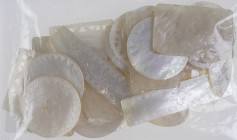 China - Carved Mother of Pearl Gaming Tokens / Counters of different shapes, designs and sizes, Qing Dynasty, ca. mid 19th century - Attractive collec...