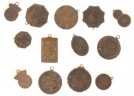 China - Group of modern brass pendant charms, all described and illustrated on ZENO 193402-411; 195165, -167 & -169 - Lot of 13 charms, full descripti...