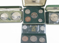Cyprus - Lot with Mintset 1963 (KM MS2), Proofsets 1963 & 1976 (KM PS12/15) and BU copper-nickel 500 Mils 1970
