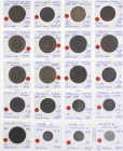 France - Albumsheet with 20 coins Directoire, Consulat, Strasbourg etc., mainly 5 Centimes and Décimes a.w. 2 Décimes An4-A (Gad.300) and ½ Franc 1823...