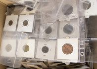 World - Box with world coins in coin holders a.w. silver coins from Sweden