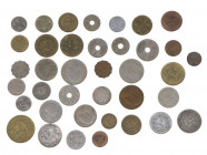 World - Box with coins of various countries in North Africa an Middle East including some silver