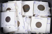 World - Box with various world coins in coin holders