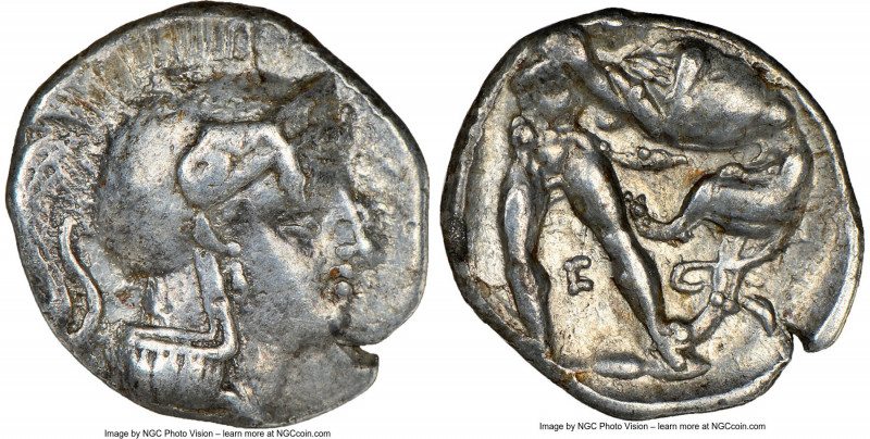 CALABRIA. Tarentum. Ca. 380-280 BC. AR diobol (13mm, 3h). NGC VF. Ca. 325-280 BC...